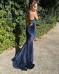 Mermaid V-neck Glitter Prom Dresses With Ruched
