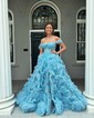 Princess Off-the-shoulder Tulle Ruffle Tiered Prom Dresses