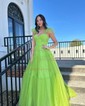 Ball Gown Sweetheart Tulle Ruffle Prom Dresses With Ruched