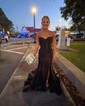 Mermaid Strapless Satin Corset Prom Dresses With Ruched