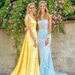 Mermaid Scoop Neck Tulle Prom Dresses With Appliques