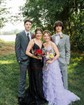 Ball Gown V-neck Tulle Tiered Prom Dresses With Appliques