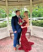 Mermaid Strapless Sparkly Velvet Sequin Prom Dresses