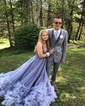 Ball Gown Strapless Tulle Ruffle Tiered Prom Dresses