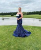 Mermaid V-neck Sparkly Velvet Sequin Prom Dresses