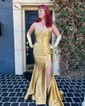 Mermaid Strapless Satin Corset Prom Dresses With Ruched
