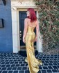 Mermaid Strapless Satin Corset Prom Dresses With Ruched