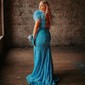 Mermaid Off-the-shoulder Sparkly Sequin Prom Dresses With Feather