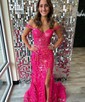 Mermaid Off-the-shoulder Sparkly Sequin Prom Dresses With Appliques
