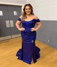 Mermaid Off-the-shoulder Sparkly Sequin Prom Dresses With Ruched