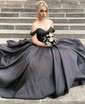 Ball Gown Off-the-shoulder Satin Corset Prom Dresses With Beading