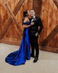 Mermaid Off-the-shoulder Satin Corset Prom Dresses With Ruched