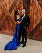 Mermaid Off-the-shoulder Satin Corset Prom Dresses With Ruched