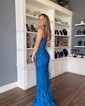Sheath/Column V-neck Sparkly Sequin Prom Dresses