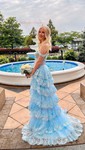 Ball Gown Off-the-shoulder Tulle Tiered Prom Dresses With Appliques