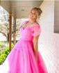 Ball Gown Sweetheart Tulle Ruffle Prom Dresses With Ruched