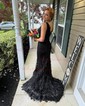 Sheath/Column V-neck Sparkly Sequin Prom Dresses With Feather