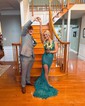 Sheath/Column V-neck Sparkly Sequin Prom Dresses With Feather
