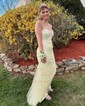 Mermaid Strapless Tulle Prom Dresses With Appliques