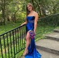 Mermaid Strapless Satin Corset Prom Dresses With Ruched