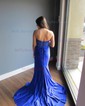 Mermaid Strapless Ruched Jersey Prom Dresses With Beading