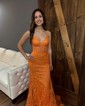 Mermaid V-neck Tulle Prom Dresses With Appliques