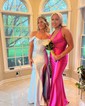 Mermaid Off-the-shoulder Satin Corset Prom Dresses With Ruched