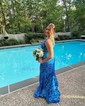 Mermaid V-neck Backless Sparkly Sequin Prom Dresses