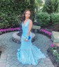 Mermaid V-neck Backless Sparkly Sequin Prom Dresses