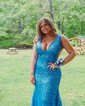 Mermaid V-neck Backless Sparkly Sequin Prom Dresses