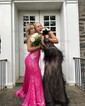 Mermaid V-neck Backless Sparkly Sequin Prom Dresses