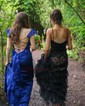 Mermaid Square Neck Satin Ruffle Prom Dresses
