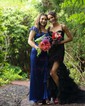 Mermaid Square Neck Satin Ruffle Prom Dresses