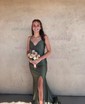 Mermaid V-neck Jersey Prom Dresses With Ruched
