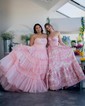 Ball Gown Strapless Satin Floral Prom Dresses With Ruched