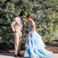 Ball Gown Off-the-shoulder Tulle Tiered Prom Dresses With Appliques
