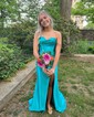Sheath/Column Sweetheart Satin Corset Prom Dresses With Ruched