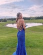 Mermaid Scoop Neck Backless Tulle Prom Dresses With Appliques