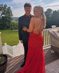 Mermaid Scoop Neck Backless Tulle Prom Dresses With Appliques
