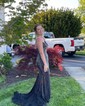 Black Mermaid V-neck Jersey Beaded Prom Dresses