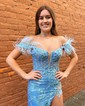 Mermaid V-neck Sparkly Sequin Prom Dresses With Appliques