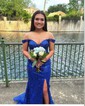 Mermaid Off-the-shoulder Sparkly Sequin Prom Dresses With Appliques