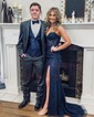 Mermaid Strapless Lace Tulle Prom Dresses With Appliques