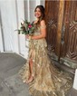 Ball Gown Off-the-shoulder Tulle Tiered Prom Dresses With Appliques