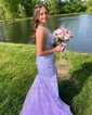 Mermaid Scoop Neck Tulle Prom Dresses With Appliques