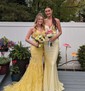 Mermaid V-neck Lace Corset Prom Dresses With Appliques