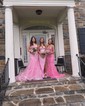 Mermaid Strapless Tulle Prom Dresses With Appliques