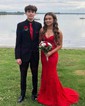 Mermaid Strapless Tulle Prom Dresses With Appliques