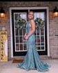 Mermaid V-neck Backless Sparkly Sequin Prom Dresses
