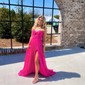 A-line Strapless Chiffon Pleated Cut Out Prom Dresses